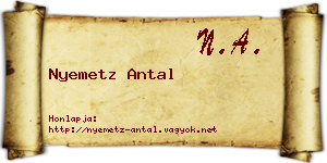 Nyemetz Antal névjegykártya